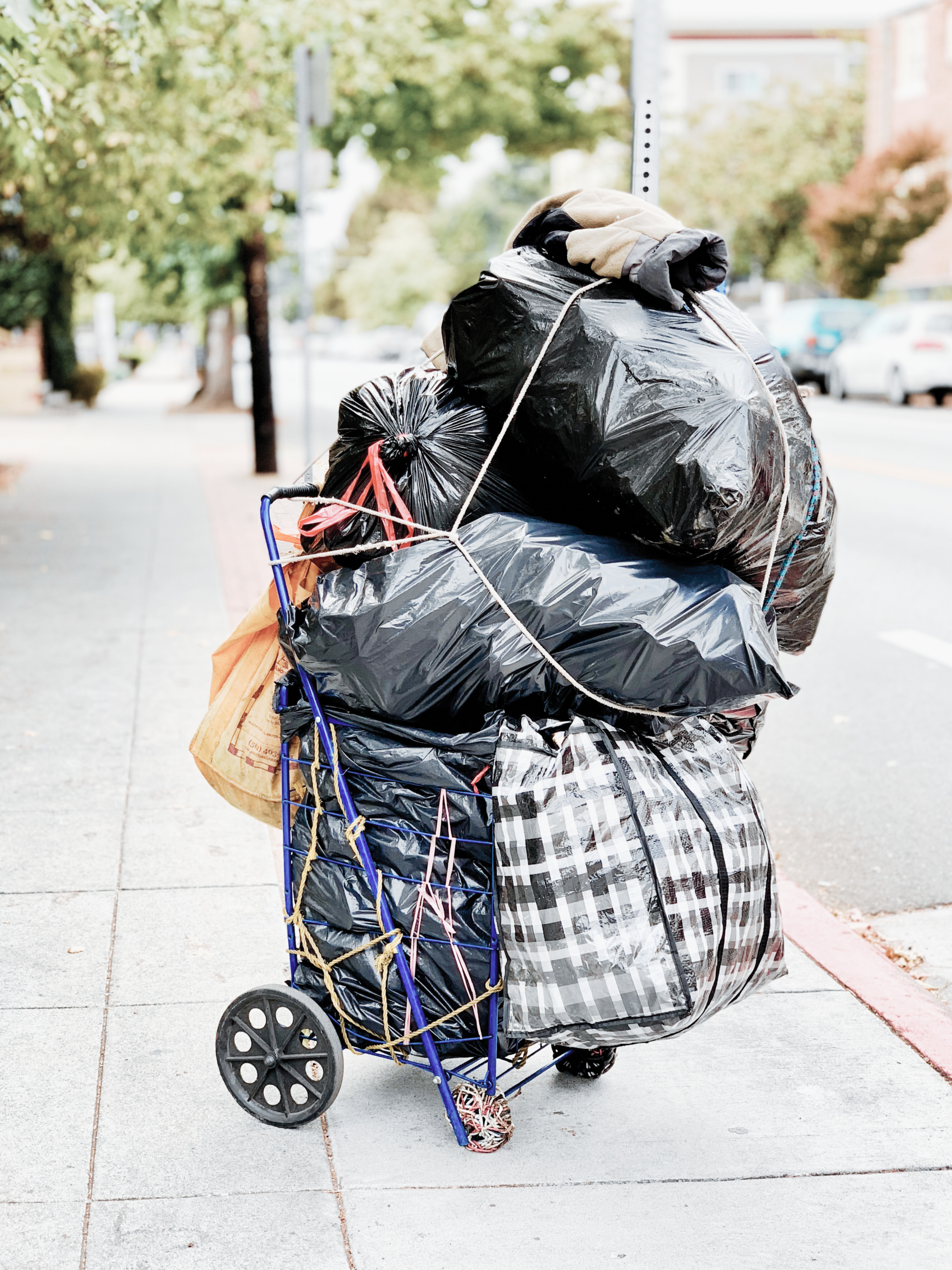 About us page – trolley of bags